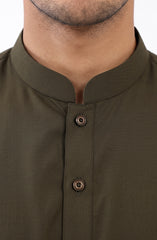 OLIVE BLENDED KAMEEZ SHALWAR