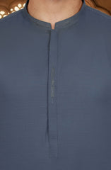 TEAL GREY BLENDED EMBROIDERED KURTA