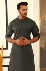 SUMMER'25 MEN KURTA SEMI FORMAL DEEP OLIVE