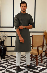 SUMMER'25 MEN KURTA SEMI FORMAL DEEP OLIVE