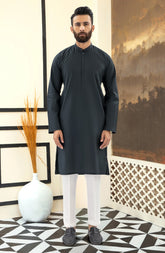 DARK GREY EMBROIDERED KURTA