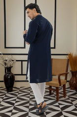 SUMMER'25 MEN KURTA EMBROIDERED NAVY