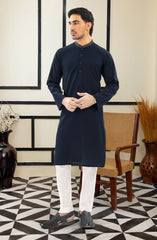 SUMMER'25 MEN KURTA EMBROIDERED NAVY
