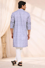 LIGHT-INDIGO 100%COTTON PRINTED KURTA