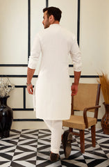 OFF WHITE EMBROIDERED KURTA
