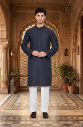 NAVY BLENDED EMBROIDERED KURTA