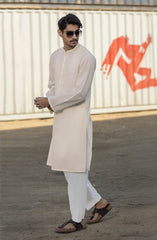 CREAM 100% COTTON PRINTED KURTA