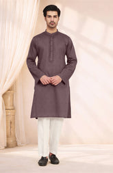 BROWNISH-MAUVE 100% COTTON PRINTED KURTA