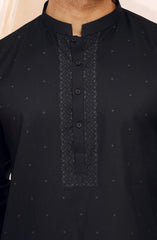 BLACK 100% COTTON PRINTED KURTA