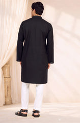BLACK 100% COTTON PRINTED KURTA