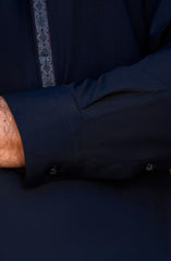 SUMMER'25 MEN KURTA PAJAMA EMBROIDERED NAVY