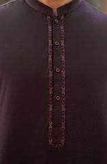 BURGUNDY EMBROIDERED KURTA PAJAMA