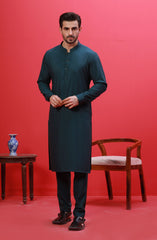 FESTIVE'23 MEN KURTA PAJAMA PLAIN GREEN
