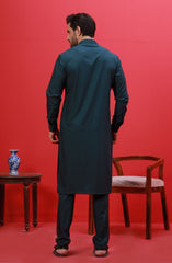 FESTIVE'23 MEN KURTA PAJAMA PLAIN GREEN
