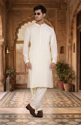 CREAM BLENDED KAMEEZ SHALWAR