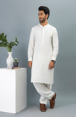 PRE WINTER'23 MEN KAMEEZ SHALWAR PLAIN PEARL WHITE