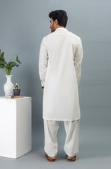 PRE WINTER'23 MEN KAMEEZ SHALWAR PLAIN PEARL WHITE
