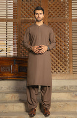WINTER'23 MEN KAMEEZ SHALWAR WITH WAIST COAT LIGHT BROWN