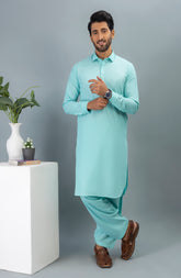WINTER'23 MEN KAMEEZ SHALWAR CASUAL LIGHT TURQUOISE