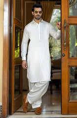 OFF WHITE COTTON KAMEEZ SHALWAR