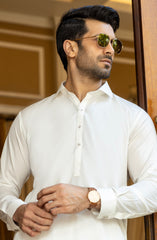 OFF WHITE COTTON KAMEEZ SHALWAR