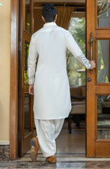 OFF WHITE COTTON KAMEEZ SHALWAR
