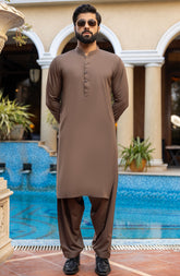 MEN KAMEEZ SHALWAR LIGHT BROWN