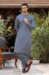 MEN KAMEEZ SHALWAR WITH WAIST COAT DENIM BLUE