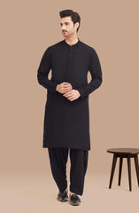 BLACK BLENDED EMBROIDERED KAMEEZ SHALWAR