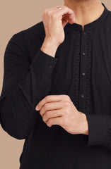 BLACK BLENDED EMBROIDERED KAMEEZ SHALWAR