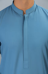 PRE WINTER'23 MEN KAMEEZ SHALWAR PLAIN STEEL BLUE