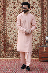 FESTIVE'23 MEN KAMEEZ SHALWAR CASUAL PEACH
