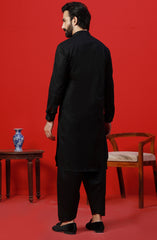 FESTIVE'23 MEN KAMEEZ SHALWAR PLAIN BLACK