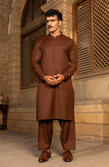 EXCLUSIVE WINTER'23 MEN KAMEEZ SHALWAR PLAIN BROWN