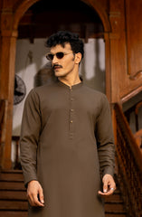 WINTER'23 MEN KAMEEZ SHALWAR PLAIN DEEP OLIVE