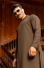 WINTER'23 MEN KAMEEZ SHALWAR PLAIN DEEP OLIVE