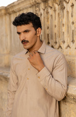 WINTER'23 MEN KAMEEZ SHALWAR PLAIN LIGHT PEACH