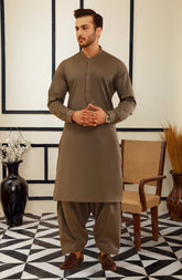 SUMMER'25 MEN KAMEEZ SHALWAR DEEP OLIVE