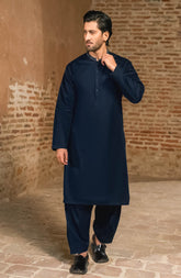 NAVY EMBROIDERED 100% COTTON KAMEEZ SHALWAR