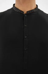 BLACK EMBROIDERED 100% COTTON KAMEEZ SHALWAR