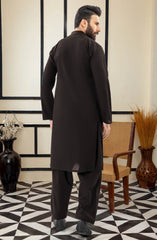SUMMER'25 MEN KAMEEZ SHALWAR EMBROIDERED HOT CHOCOLATE