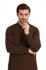 CHOCOLATE BROWN BLENDED KAMEEZ SHALWAR