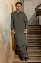 DARK OLIVE BLENDED KAMEEZ SHALWAR