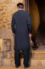 NAVY BLENDED EMBROIDERED KAMEEZ SHALWAR
