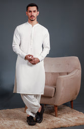 OFF-WHITE BLENDED KAMEEZ SHALWAR