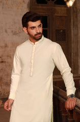 CREAM EMBROIDERED BLENDED KAMEEZ SHALWAR