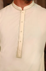 CREAM EMBROIDERED BLENDED KAMEEZ SHALWAR