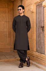 CHOCOLATE BROWN CHAMBRAY KAMEEZ SHALWAR