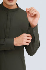 OLIVE-GREEN BLENDED KAMEEZ SHALWAR
