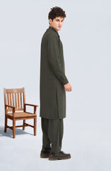 OLIVE-GREEN BLENDED KAMEEZ SHALWAR